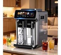 ZIXIAOS New Model 3-in-1 Ice Cube Maker, With Ice Cubes, Shaved Ice, Ice Water, 12 Cubes in 6 Mins, 33lbs/24h Portable Ice Maker with Lcd Display, 5 Settings, 1.5l Automatic Water Filling Mode Black