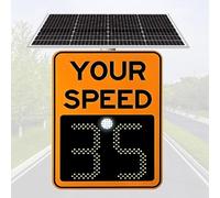 ZIXIAOS Solar Powered LED Speed Limit Signs, 20"X 27"/24"X 35" Aluminum Radar Speed Detector, Speed Measurement Distance 300 M, Can Cover 4 Roads 60x90cm/24 x35-Orange