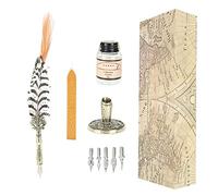 ZIXINNKC 1.0mm Feather Pen Set Vintage Style Calligraphy Pen Gift Box Student Writing Tool Home Decor