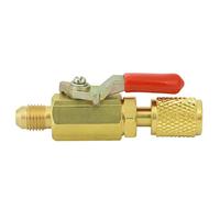 ZIXINNKC 1/4in Straight Brass Manual Shut Off Valve R410A/R134A/R12 for Refrigeration Equipment (Red)