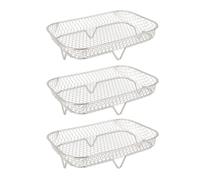 ZIXINNKC 3pcs Fryer Rack Multifunctional Fryer Basket Stackable Stainless Steel Fryer Accessory for Organizing Steaming Stacking