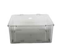 ZIXINNKC Cosmetic Storage Organizer Box Containers with Hinged Lid Dust Proof Large Capacity Space Saving Clear Plastic Case (Transparent Grey)