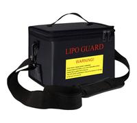 ZIXINNKC Fireproof Lipo Safe Bag Explosionproof Protective Battery Bag with Zippers Handle Strap Portable Storage Guard Pouch for Battery Storage and Charging 21.5 * 16.5 * 14.5cm (Black)