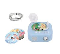 ZIXINNKC Kids Phonograph with 60 Learning Cards Toddle Story Music Player with Record Function and Ambient Lighting Musical Sensory Toy for Boy Girl Pre-Kindergarten Toy Early (Blue)