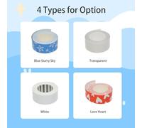 ZIXINNKC Label Tape 1 Roll Thermal Label Skicker Compatible with King Jim TEPRA LR5C Labeler Cute Thermal Paper Print Tape 15mm*4m - Blue Starry Sky Pattern (White)