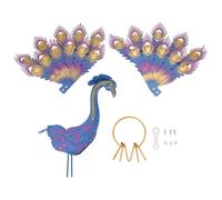 ZIXINNKC Peacock Tail Spread Yard Statue Decoration Peacock Sculpture Garden Decor Multicolor Self Standing Iron Yard Art Lawn for Patio Deck