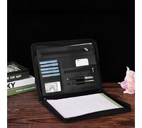 ZIXINNKC Zippered Multifunctional A4 Portfolio Professional Padfolio File Organizer with Writing Pad Card Pockets for Businessmen Manager Sales Students