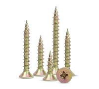 Zixinz-Socket Cap Screws 100pcs Cross Recessed Countersunk Fiberboard Chipboard Screws M3.5 M4 M5 Yellow Zinc Coated Flat Head Self Tapping Wood Screw, Corrosion-resistance(12mm,M3.5)