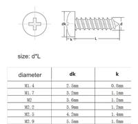 Zixinz-Socket Cap Screws Black Small Stainless Steel M1.4 M1.7 M2 M2.2 M2.5 Cross Pan Round Head Self-tapping Wood Screw, 100 pieces, Corrosion-resistance(5.5mm,M2.5 (100pcs))