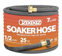 Zixixiz 25FT Heavy-Duty 1/2 Inch Soaker Hose with 3/4 Inch Solid Brass Connector - Leakproof Garden Watering System for Gardens, Lawns, Flower & Vegetable Beds
