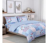 ZIYA HOMES Bed Spread patchworkBlue-Double - Soft Cotton - with Pillow cases, Premium Brushed Duvet Cover Comfortable Bedding