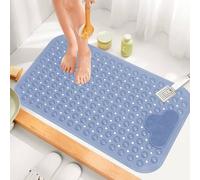 ZIYA HOMES Blue Shower Mat 90x60cm - Foot Massager Bath Mat Non Slip Anti Mould & Mildew with Strong Suction Cups Grip and Drain Holes Soft Rubber Shower Mats - PVC Bathroom Mat Quick Dry