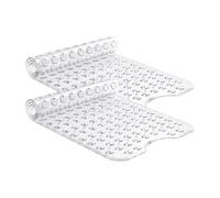 Ziya Homes Clear Bath Shower Mat 2 Pack 38x70cm - Non Slip Bathroom Mat Anti Mould & Mildew - Extra Strong Suction Cups with Drain Holes - Soft PVC Bath Mat, Quick Dry, Safe for Elderly & Children