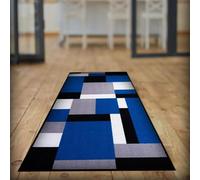 ZIYA HOMES Door Mat, Rubber Backed Non Slip Door Matts Indoor, Dirt Trapper Absorbent Mats, Washable Front Doormat, Heavy Duty Floor Mat for Entrance, Kitchen and Garden,rug (Blue Black, 50 x 80cm)