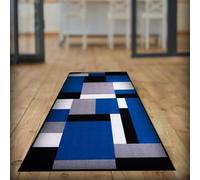 ZIYA HOMES Door Mat, Rubber Backed Non Slip Door Matts Indoor, Dirt Trapper Absorbent Mats, Washable Front Doormat, Heavy Duty Floor Mat for Entrance, Kitchen and Garden,rug (Blue Black, 60 x 220cm)