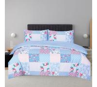 ZIYA HOMES Double Bedding Duvet Cover Set Patchwork Blue - Soft Cotton - Bedding Quilt Cover Set, with Pillow cases Duvet Set Premium Brushed Duvet Cover Comfortable Bedding Bed Cover