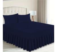 ZIYA HOMES Fitted Valance Sheets Polycotton Frilled Bed Sheet Anti Allergic Bed Skirt - Extra Deep Fitted BedSheets Easy Care Bed Sheet (Blue, Small Double)