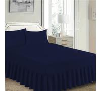 Ziya Homes Frilled Bed Skirt - Polycotton Fitted Bed Sheets with Extra Deep Pocket - Easy Care, Anti-Allergenic (Blue, Single)