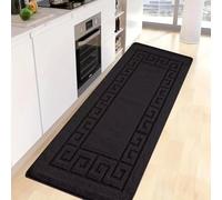 ZIYA HOMES Hallway Runner Rug 60x110cm, Black, Geometric Pattern, Non-Slip Rubber Back, Machine Washable, Contemporary Style, 1 Piece