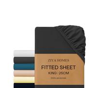 Ziya Homes King Size Fitted Sheet - 25cm Standard Deep Pocket - Ultra Soft Brushed Microfiber Bed Sheets - Hotel Quality, Non-Iron & Wrinkle Resistant - Charcoal (150x200)