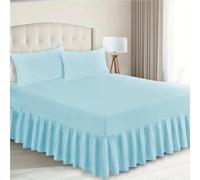 ZIYA HOMES King Size Frilled Valance Sheet - Ultra Soft Brushed Microfibre - 40cm Drop Base Bed Skirt - Fits Under Mattress with Extra Deep Pocket - Easy Install & Wrinkle-Free (Sky Blue)