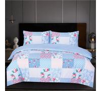 ZIYA HOMES Single Bedding Duvet Cover Set Patchwork Blue - Soft Cotton - Bedding Quilt Cover Set, with Pillow cases Duvet Set Premium Brushed Duvet Cover Comfortable Bedding Bed Cover