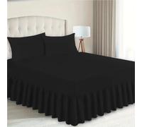 Ziya Homes Single Frilled Valance Sheet - Ultra Soft Brushed Microfibre - 40cm Drop Base Bed Skirt - Fits Under Mattress with Extra Deep Pocket - Easy Install & Wrinkle-Free (Black)