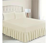 ZIYA HOMES Valance Sheet Soft Brushed Microfiber - Fits Under the Mattress - Base Bed Skirt Drop of 40 cm - Easy to Install Wrinkle-Free - Extra Deep Frilled Valance Sheets (Cream, Double)