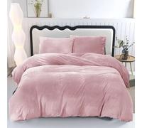 ZIYA HOMES Velvet Pink Double Duvet Cover Winter Crushed Velvet Bedding Set 3 Pieces Super Soft Duvet Covers Warm Cozy Plain Green Quilt Cover with Pillow Cases Bedding Set