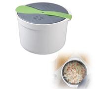 Ziyaeru Microwave Rice Cooker 2L Plastic Food Grade Microwave Cookware Non Stick Rice and Pasta Cooker Includes Rice Scoop Lid Strainer and Steaming Pot for Vegetable Dishwasher (Green)