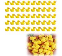 Ziyaeru Mini Cute Resin Ducks Tiny Duck Figures Ornament Lovely Black-eyed Small Resin Plastic Ducks Miniature Yellow Ducks for Dollhouses Garden Potted Plant Decoration (50PCS)