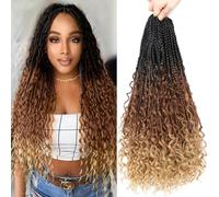 ZIYANGBABA Boho Goddess Braids Crochet Hair for Black Women 22 Inch 8 Packs Bohemian Crochet Braids Hair Extensions with Curly Ends Boho Box (1B/30/27, 22 Inch (Pack of 8))