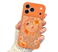 ZIYE Floral Magnetic Case for iPhone 18 Pro Max, Orange Flower and Bee | Compatible with MagSafe, Anti-Scratch, Shockproof Protection, Cute Matte Translucent Camera Protective Cover for Women Girls