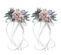 Ziyero 2 Pieces Wedding Car Flower Decoration Ribbons And Bows, Luxury Romantic Wedding Car Ceremony Party Decoration, Pink