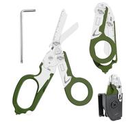 Ziyero 6 in 1 Raptor Response Emergency Shears, Tough Cut Scissors, Multi Tool Pliers Shears, Tactical Folding Pliers with Strap Cutter and Glass Breaker - Dark Green