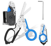 Ziyero 6 in 1 Raptor Response Emergency Shears, Tough Cut Scissors, Multi Tool Pliers Shears, Tactical Folding Pliers with Strap Cutter and Glass Breaker - Black Blue