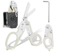 Ziyero 6 in 1 Raptor Response Emergency Shears, Tough Cut Scissors, Multi Tool Pliers Shears, Tactical Folding Pliers with Strap Cutter and Glass Breaker, Fluorescent White