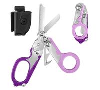 Ziyero 6 in 1 Raptor Response Emergency Shears, Tough Cut Scissors, Multi Tool Pliers Shears, Tactical Folding Pliers with Strap Cutter and Glass Breaker - Purple