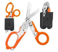 Ziyero 6 in 1 Raptor Response Emergency Shears, Tough Cut Scissors, Multi Tool Pliers Shears, Tactical Folding Pliers with Strap Cutter and Glass Breaker (Orange with Holster)