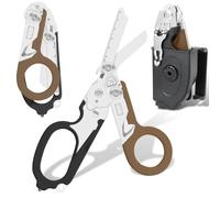Ziyero 6 in 1 Raptor Response Emergency Shears, Tough Cut Scissors, Multi Tool Pliers Shears, Tactical Folding Pliers with Strap Cutter and Glass Breaker - Black Brown