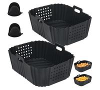 Ziyero Air Fryer Silicone Liner for Ninja Double Stack XL 9.5L SL400UK, Perforated Air Fryer Liners Reusable, Air Fryer Accessories for Ninja Double Stack Vertical Dual Drawer Airfryer (2 PCS)