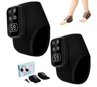 ZIYIME Foot Renew Triple Method Massager, USB Rechargeable 3 in 1 Foot Massager, Ankle Heat Wrap Wireless Portable with 3 Vibration Mode, 3 Heat Leavel for Home Office Travel (Black-1 Pair)