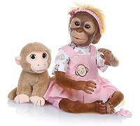 ZIYIUI 22 Inch Reborn Monkey Dolls Soft Vinyl Realistic Handmade Reborn Baby Dolls 55cm Newborn Baby Dolls Real Life Baby Dolls with Gift Box for Kids Age 3+(Girl Monkey Dolls)