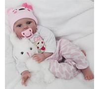 ZIYIUI Realistic Reborn Dolls 22inch 55cm Lifelike Baby Dolls Soft Silicone Vinyl Weighted Cloth Body with Feeding Kit Reborn Dolls Girls