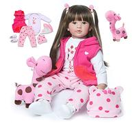 ZIYIUI Realistic Reborn Dolls 24inch 60cm Lifelike Baby Dolls Soft Silicone Vinyl Weighted Cloth Body with Feeding Kit Reborn Dolls Girls.