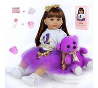ZIYIUI Reborn 24 inch Realistic Baby Dolls - Vinyl Soft Silicone Newborns in Purple Dress - Boy and Girl Toys