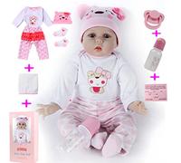 ZIYIUI Reborn Baby Dolls 22 inch 55cm Realistic Soft Vinyl Silicone with Cotton Body Looks Like a Real Newborn Baby Perfect for Cuddling, Playtime, and Giving (Open eyes)