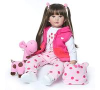 ZIYIUI Reborn Toddler Dolls Age 3+ 24 inch 60 cm Soft Silicone Vinyl Realistic Reborn Dolls Girl Long Hair Toddler Dolls Handmade Weighted Baby Dolls