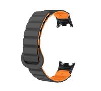ZIYIWANG Compatible With Smartwatch Straps 8 Piece Magnetic Silicone Watch Strap Dual Color Clasp Quick Disassembly Breathable And Soft Suitable For Both Men And Women(Black Orange,Black Head Clasp)