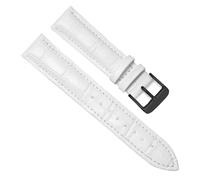 ZIYIWANG Leather Strap Compatible With 12mm 14mm 16mm 18mm 20mm 22mm 24mm Width Of Watch Band Replace The(White-BK,24mm)